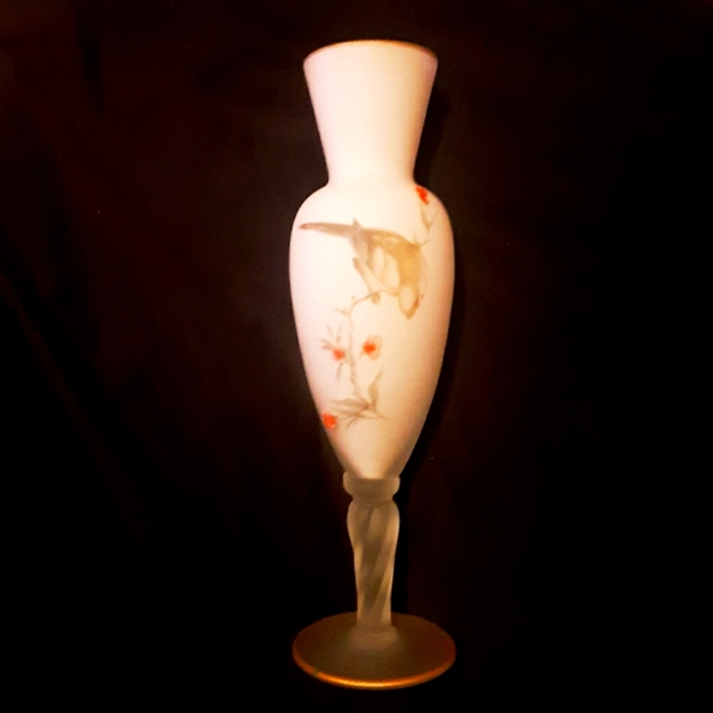 White Satin Glass Bud Vase